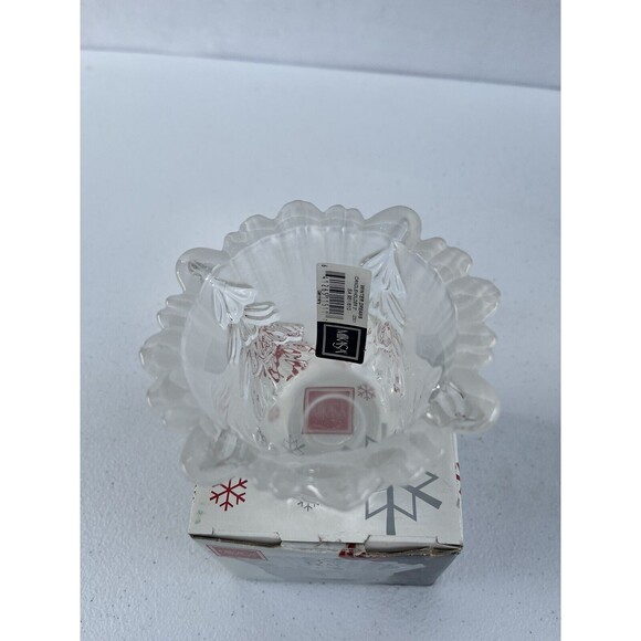 NIB MIKASA Winter Dreams 3" Christmas Glass Votive Tealight Candle Holder - Picture 2 of 2